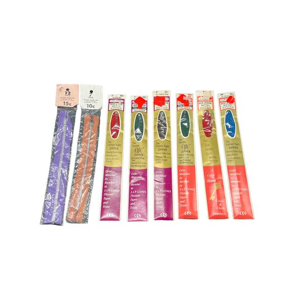 Vintage Zipper Set for Sewing Crafts Dress Skirt Pants Set of 8 - Picture 1 of 3